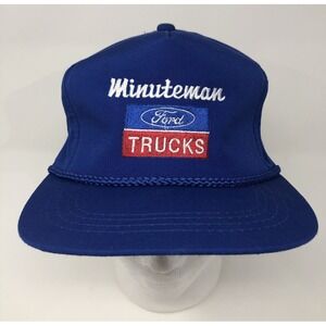 Minuteman Ford Trucks Embroidered Snapback Trucker Hat Blue EUC Walpole MA
